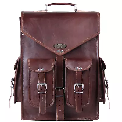 15  Messenger Handmade World Brown Genuine Leather Backpack Briefcase Laptop Bag • £67.78