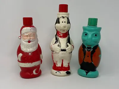 Vintage 1960s Colgate Disney Jiminy Cricket Goofy & Santa SOAKY Bottle Lot Of 3 • $19.99