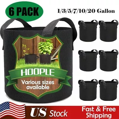 6 Pk Plant Grow Bags Fabric Pot Nursery Soil Bag With Handles Thickened Nonwoven • $11.99