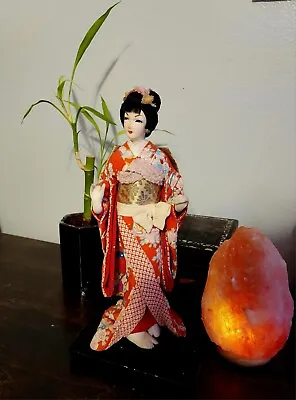 Vintage Asian Geisha Doll Handmade & Decorated 17.5” Tall On Wood Base • $75