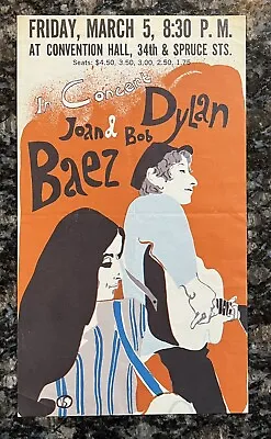 $8000 • Buy Bob Dylan Joan Baez 1965 Eric Von Schmidt Concert Handbill - Original Dated Rare