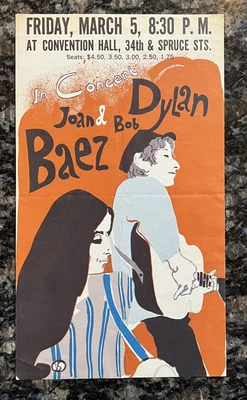 $8000 • Buy Bob Dylan Joan Baez 1965 Eric Von Schmidt Concert Handbill - Original Dated Rare
