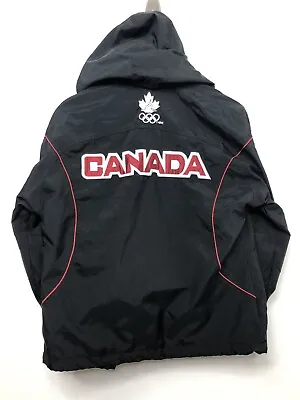 $59 • Buy HBC Canada Olympic Jacket Women’s Medium Black And Red Spell Out Lined Bay