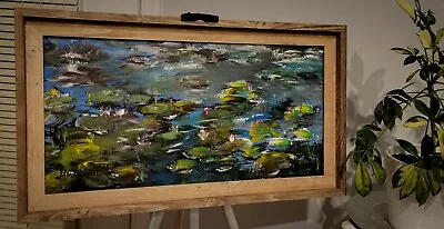 Water Lilies Painting Pond Origonal Garden French IMPRESSIONISM Monet Style FRMD • $299