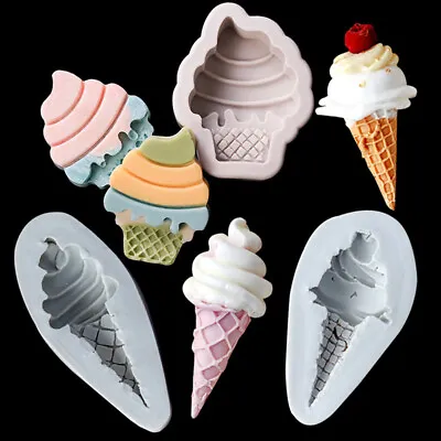 Ice Cream Cone Chocolate Fondant Silicone Mold  Baby Birthday Cake Mold ZT • £3.09