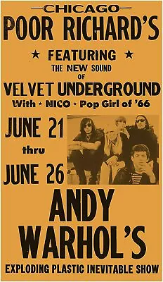 Velvet Underground 13  X 19  Concert Mini Poster Re-Print Photo  • $19.95