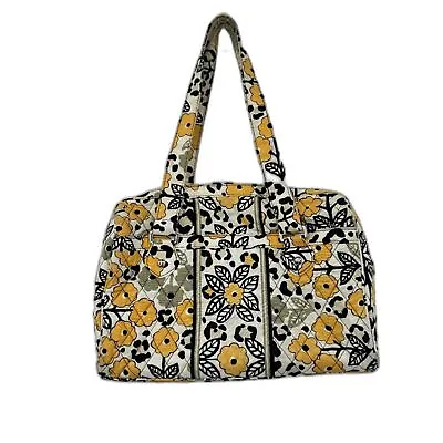 Vera Bradley Go Wild Black Yellow Floral Leopard Satchel Tote Shoulder Bag • $39