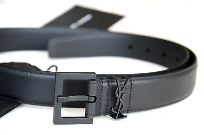 $275 • Buy Yves Saint Laurent YSL Black Leather Belt BLACK Buckle Size 95 / 38