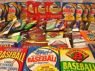Old Baseball Cards Unopened Packs From Wax Box - Vintage 100 Card Lot Plus BONUS • $13.95