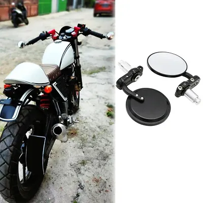 Universal 7/8  Motorcycle Handle Bar End Mirrors Black For Yamaha FZ09 YZF R1 R6 • $18.01