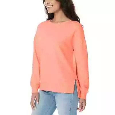 Buffalo David Bitton Women's Crewneck French Terry Sweatshirt Coral Peach B34 • $23.99