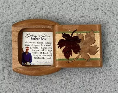 Mini Wood Marquetry Trinket Box By Michael Fisher Secret Box Leaves • $14.99