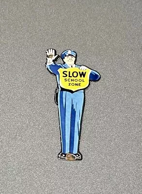 Vintage School Zone Slow Police Officer Porcelain Sign Car Gas Auto Oil • $74.99