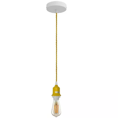 E27 Ceiling Rose Light Fitting Vintage Industrial Pendant Lamp Bulb Holder UK • £10.89