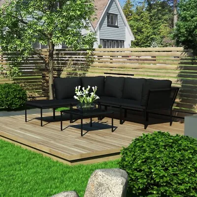 $513.95 • Buy VidaXL 6 Piece Garden Lounge Set With Cushions Black PVC