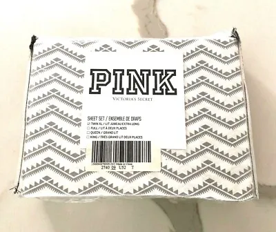 PINK Victoria's Secret Gray Aztec Twin XL 3 Pc Sheet Set • $130