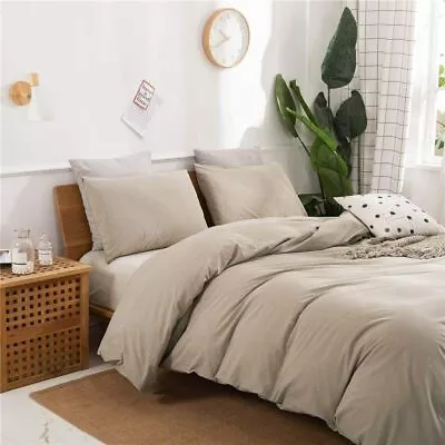 Bedding Set 3 Pc Duvet Set 800 Tc Duvet Set Beige Solid Egyptian Cotton • £78.83