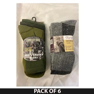 £13.99 • Buy 6 Pairs Mens Army Military Merino Wool Winter Warm Hiking Thermal Socks UK 6-11