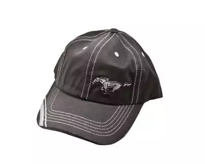 Ford Mustang Black Hat Cap W/ Silver Running Horse Logo & Silver Brim Stripes • $15.21