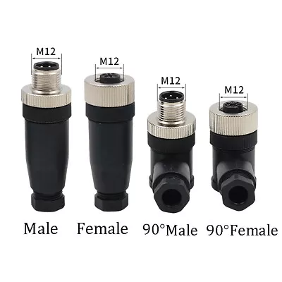 PG7 M12 Sensor Connector 4/5/8/12 Pin Male/Female Straight/Right Angle Plug IP67 • $2.98