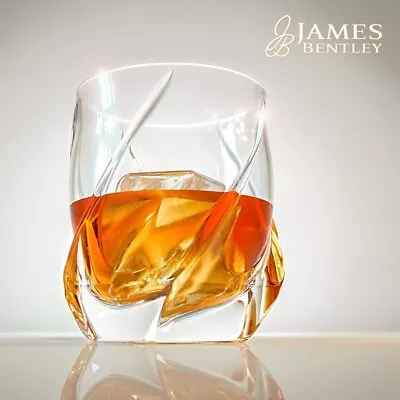 Crystal Whiskey Glasses Set Of 2 + Matching Ice Mold Tray In A Gift Box-Patented • $42