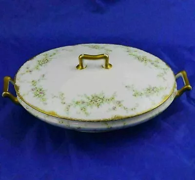 Theodore Haviland Limoges Pink & White Rose Oval Covered Serving Bowl 11-1/2  • £33.73