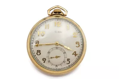 Vtg Elgin Pocket Watch 10k Rolled Gold Plate 7 Jewels Open Face 12s Grade 303 • $116.99