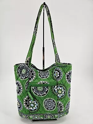 Vera Bradley Snap Bucket Tote Curvy Bag CUPCAKES GREEN Shoulder Bag Purse  • $29.99