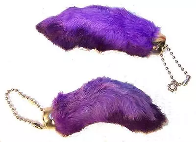 2 PURPLE REAL RABBIT FOOT KEY CHAINS Colored Bunny Feet Good Luck Keychain Fur • $7.11