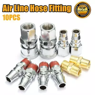 10Pcs Air Line Hose Fittings Compressor Connectors Coupler Quick Release Tools • $24.29
