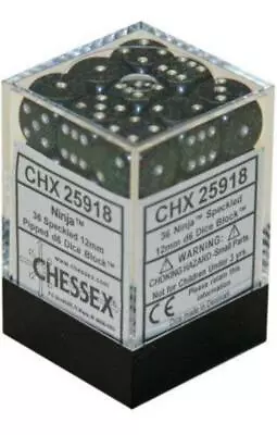 Chessex Dice D6 Sets Ninja Speckled 36 12mm Six Sided Die CHX 25918 • $8.98