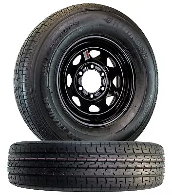 2-Pk Hankook ST225/75R15 Trailer Tire On Black Spoke Rim 6 Lug Wheel LRE • $379.97