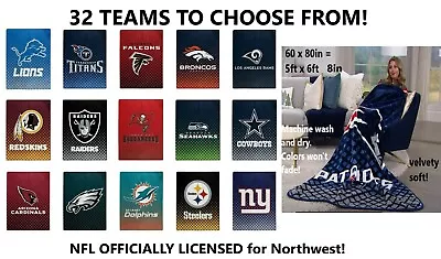 NFL FOOTBALL OFFICIAL U-PICK Faded Glory Blanket Throw 60  X 80  #677310 - NEW! • $29.99