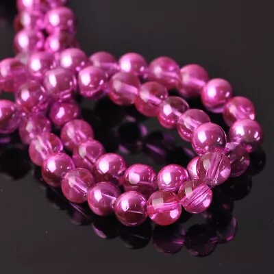 Shiny Plated Round Crystal Glass 4mm 6mm 8mm Loose Beads Wholesale Lot Findings • $8.95