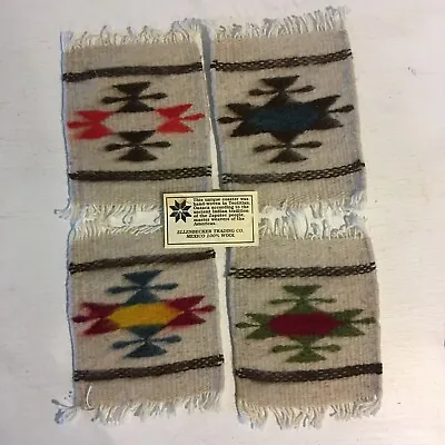 $18.99 • Buy Hand-woven Wool Coasters Set Of Four Zapotec Oaxaca Mexico Blanket Pattern