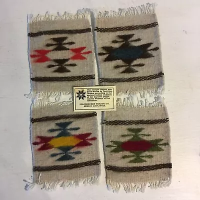 $18.99 • Buy Hand-woven Wool Coasters Set Of Four Zapotec Oaxaca Mexico Blanket Pattern