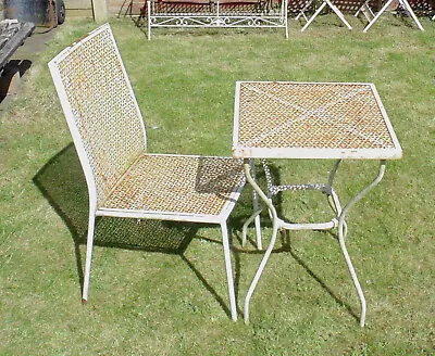 (#812) Garden Metal  Bistro  Table And 1 Chair  (Pick Up Only) • £45