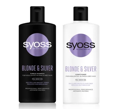 Syoss Blonde & Silver Violet Shampoo & Conditioner For Blonde And Grey Hair/Set • £20.89