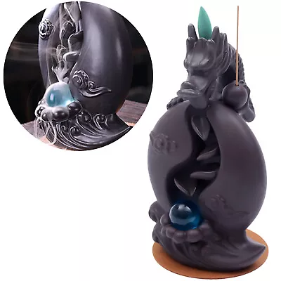 $26.60 • Buy Ceramic Dragon Waterfall Backflow Incense Burner Smoke Censer Holder 