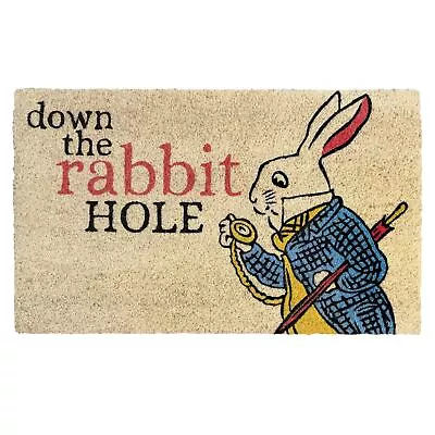 Entryways White Rabbit Welcome Mat Down The Rabbit Hole Doormat Coir 30  X 18  • $51.99