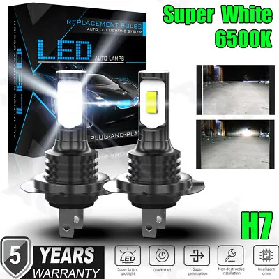 2x H7 LED Headlight Bulb Kit High Low Beam 100W 30000LM Super Bright 6500K White • $15.19