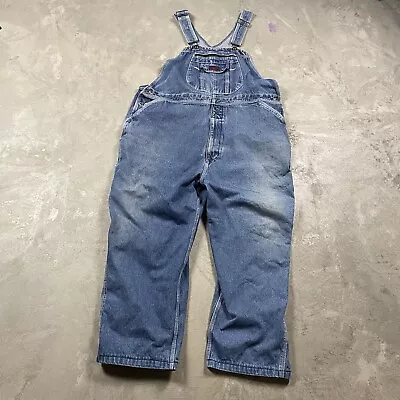 Five Brother Bib Overalls Blue Mens 48x27 Denim Carpenter Vintage • $19.99