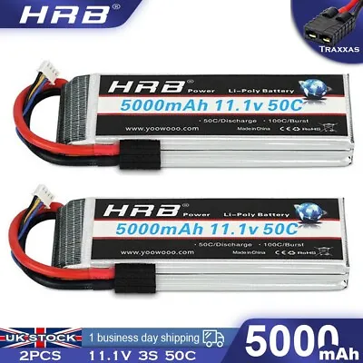 2pcs HRB 5000mAh 11.1V 3S LiPo Battery 50C For RC Traxxas Car Truck Buggy Boat • £85.69