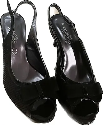Zodiaco Shoes Italian Heel Black Sequinned Shoes Size 6 39 • £38.50