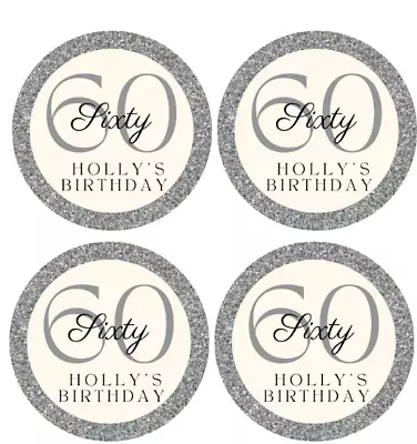 20 X 60th Birthday Silver Edible Cupcake Toppers Wafer/icing UNCUT • £3.40