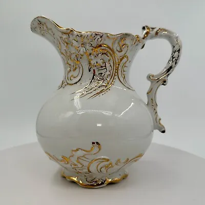 Antique Labelle China White And Gold Pitcher (7.25 X 7.25) • $20