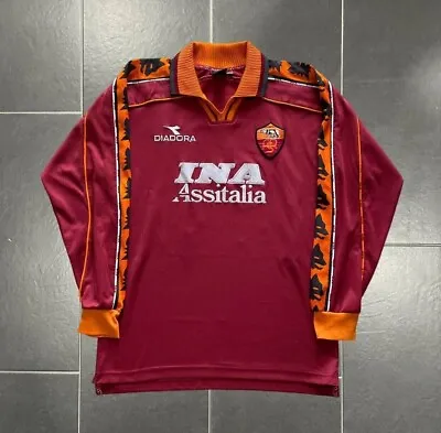 Maglia Original Diadora *Totti #10* AS Roma 1998/1999 Home Long Sleeve - Medium • $985