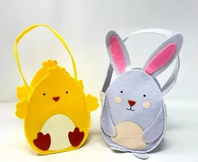 £4.99 • Buy Easter Felt Chick Bunny Bags Egg Hunt Baskets Gift Kids Egg Hunt Party Favours