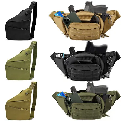 Tactical Sling Waist Bag Concealed Gun Carry Pouch Military Pistol Holster Pack • $12.99