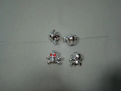 New Chrome Skull Head Cross Bones Tire Valve Stem Caps Covers Tire Cap Cover • $9.99